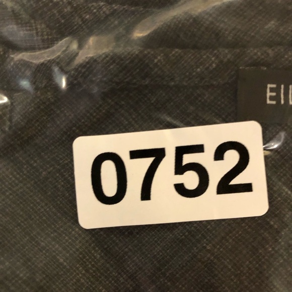 Eileen Fisher L Linen Dress V-Neck Sleeveless Basket Crepe Graphite Gray 0752 - Picture 14 of 14